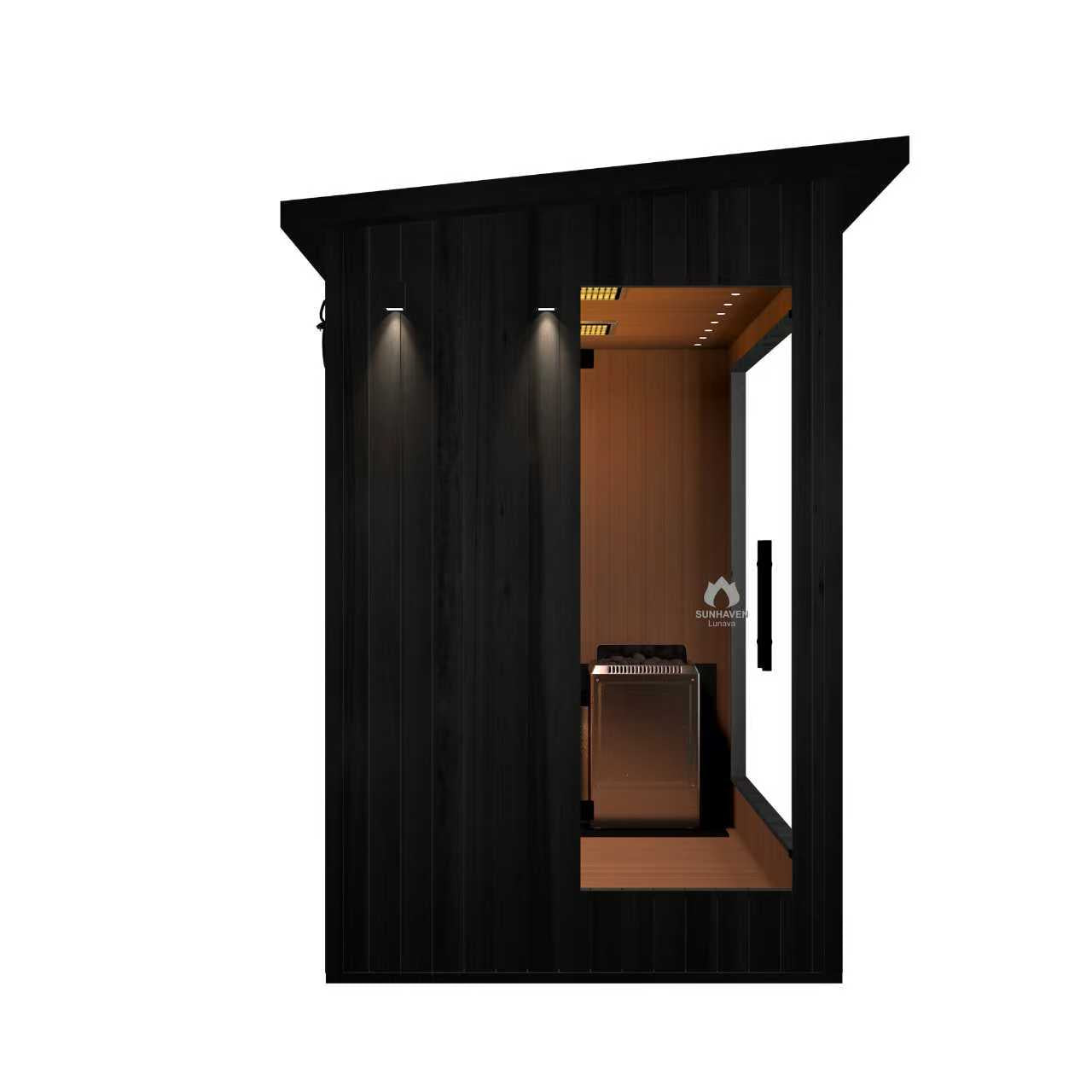 Lunavia 吸引・温感 Lunava Outdoor Steam Sauna 3-4 Person Luxe Black Red Cedar Harvia